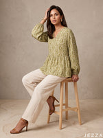Load image into Gallery viewer, Grid Muse: Geometric Rayon Hip Top 90111