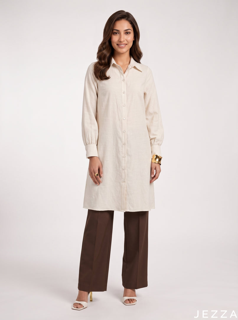 White Horizon: Cotton Knee Top 82901