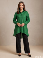 Load image into Gallery viewer, Forest Tone: Dark Green Slub Polyester Hip Top 87162