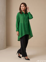 Load image into Gallery viewer, Forest Tone: Dark Green Slub Polyester Hip Top 87162