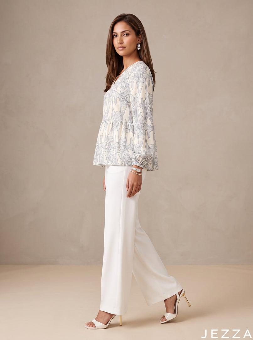 Botanic Drift: Floral Rayon Hip Top 86701