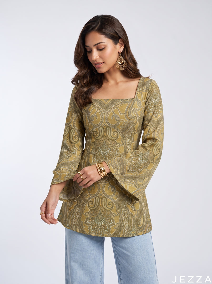 Heritage Paisley: Square Neck Below Hip Top 88281