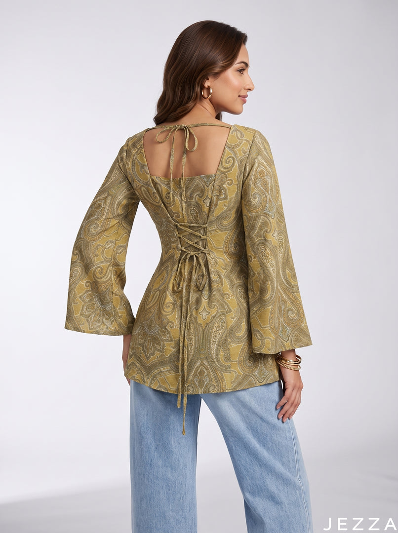 Heritage Paisley: Square Neck Below Hip Top 88281