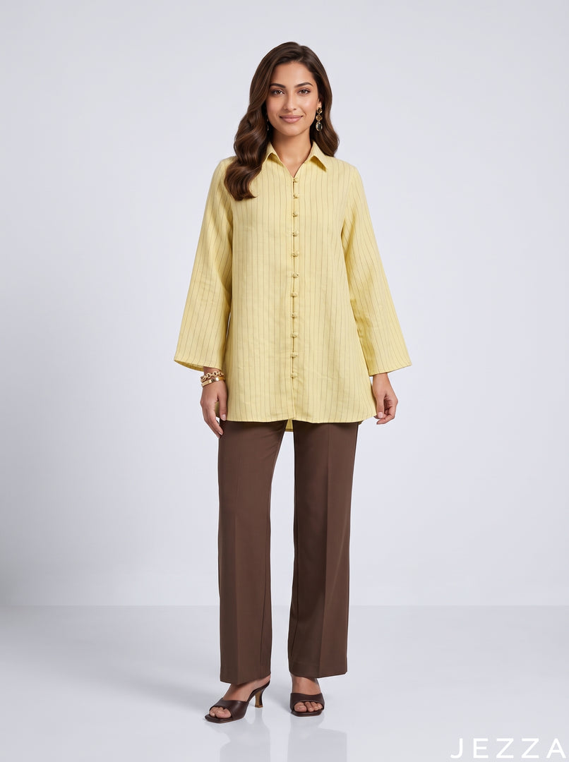 Golden Lines: Yellow Pinstripe Below Hip Top 86891
