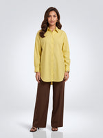 Load image into Gallery viewer, Sunlit Stripes: Yellow Pinstripe Above Knee Top 87522
