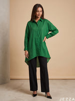 Load image into Gallery viewer, Forest Tone: Dark Green Slub Polyester Hip Top 87162