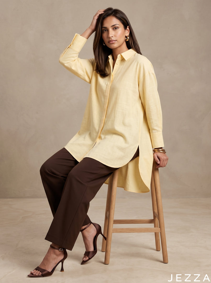 Soft Neutral: Cream Slub Polyester Hip Top 87161