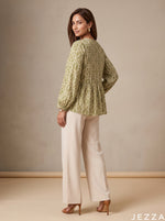 Load image into Gallery viewer, Grid Muse: Geometric Rayon Hip Top 90111