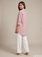 Load image into Gallery viewer, Blush Ease: Pink Cotton Below Hip Top 86962