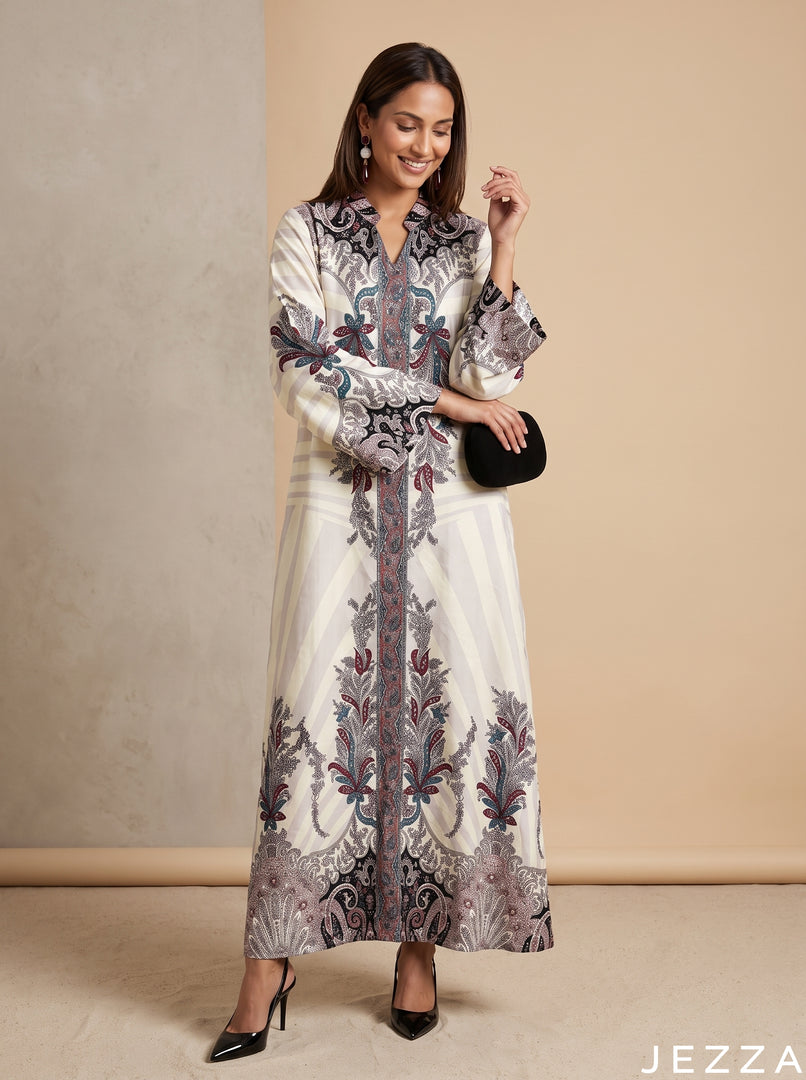 Sunburst Majesty: Baroque Panel Kaftan 93281