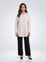 Load image into Gallery viewer, Classic Lines: White Pinstripe Above Knee Top 87521