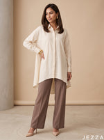 Load image into Gallery viewer, Ivory Drift: Off White Slub Polyester Hip Top 87163