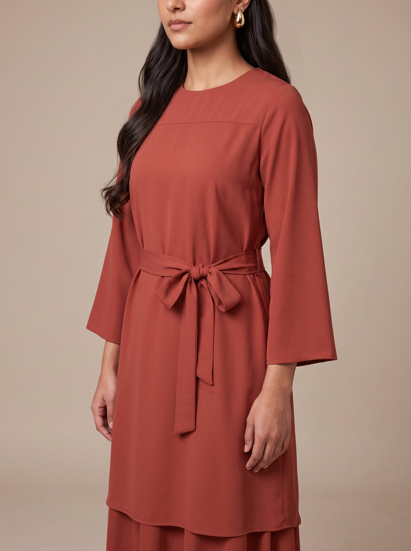 Burnt Orange Classic Long Dress 93342