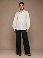 Load image into Gallery viewer, Pinstripe Poise: Cotton Below Hip Top 82551