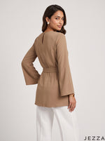 Load image into Gallery viewer, Desert Dune: Thick Georgette Below Hip Top 87811