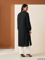 Load image into Gallery viewer, Urban Texture: Black Textured Polyester Hoodie Top 82181