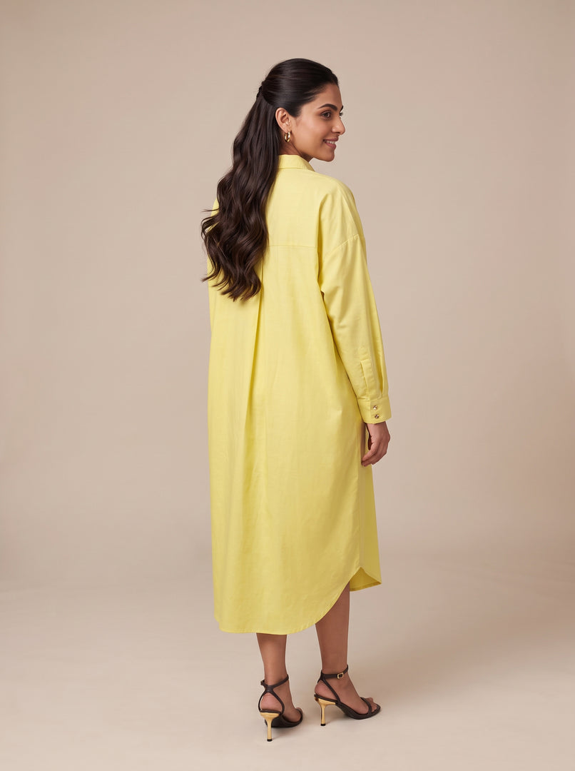 Light Yellow Collared Midi Top 92401