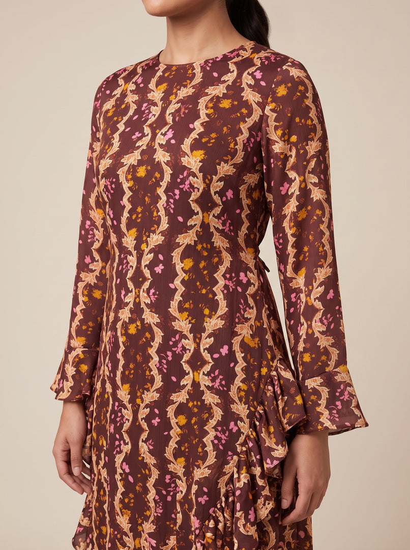Abstract Floral Long Dress 88431