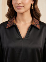 Load image into Gallery viewer, Satin Contrast Panel Relaxed Maxi Dress 89981