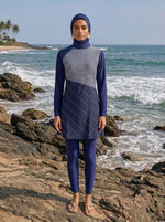 Load image into Gallery viewer, Ocean Trace: Line Print Swimwear Set 89851