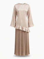 Load image into Gallery viewer, Beige Round Neck Satin Top 82131