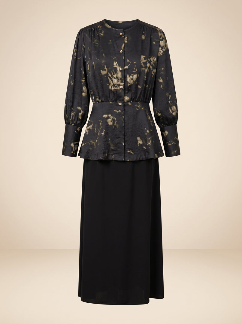 Abstract Contrast Top & Skirt  Set 92621/81211