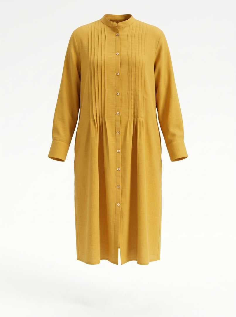 Yellow Mandarin Collar Midi Top 79722