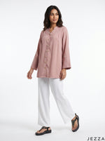 Load image into Gallery viewer, Soft Radiance: Light Pink Brocade Stripe Top 83251