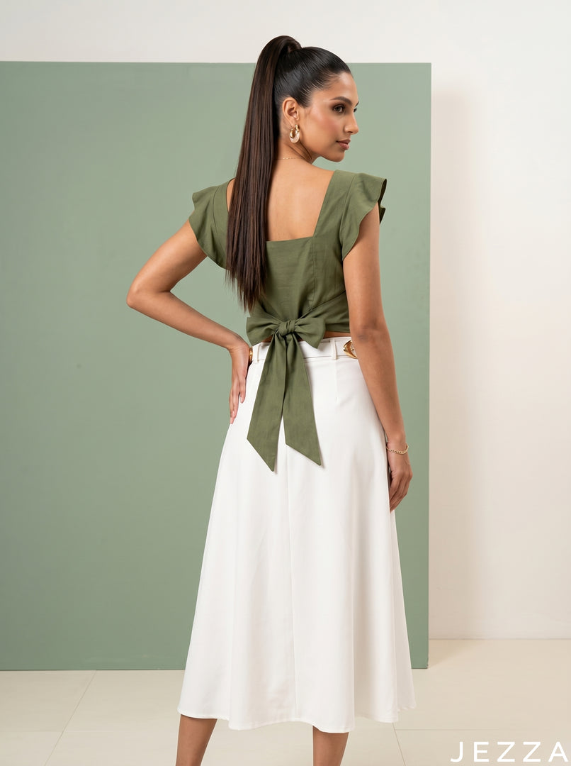 Verdant Romance: Fern Cotton Crop Top 86932