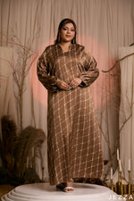 Load image into Gallery viewer, Gridline Grace: Satin A-Line Maxi Dress 78331