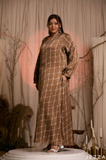 Load image into Gallery viewer, Gridline Grace: Satin A-Line Maxi Dress 78331