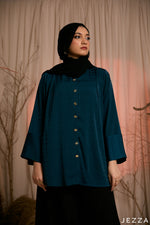 Load image into Gallery viewer, Opulent Structure: Viridian Brocade Detail Top 82422