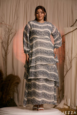 Load image into Gallery viewer, Damask Veil: Elegant Long Sleeve Dress 83101