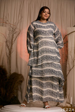 Load image into Gallery viewer, Damask Veil: Elegant Long Sleeve Dress 83101