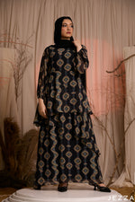 Load image into Gallery viewer, Medallion Drift: Long Sleeve Chiffon Maxi 83111