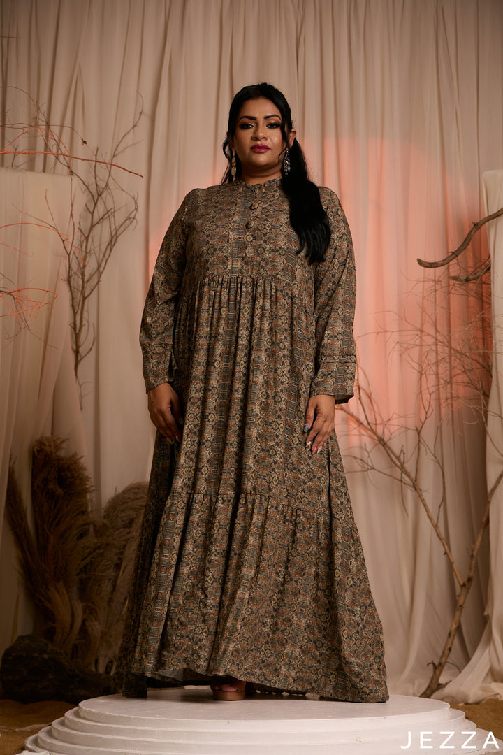 Motif Thread: Mandarin Neck Maxi Dress 83631