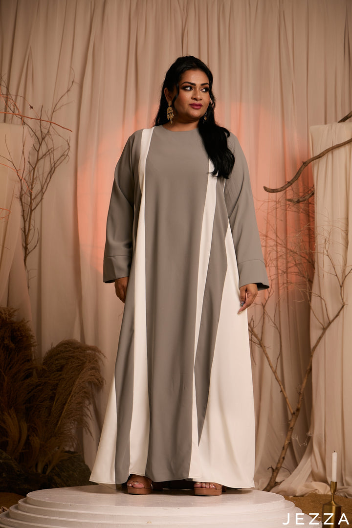Botanical Grace: Sage Green & Off White Dress 76973