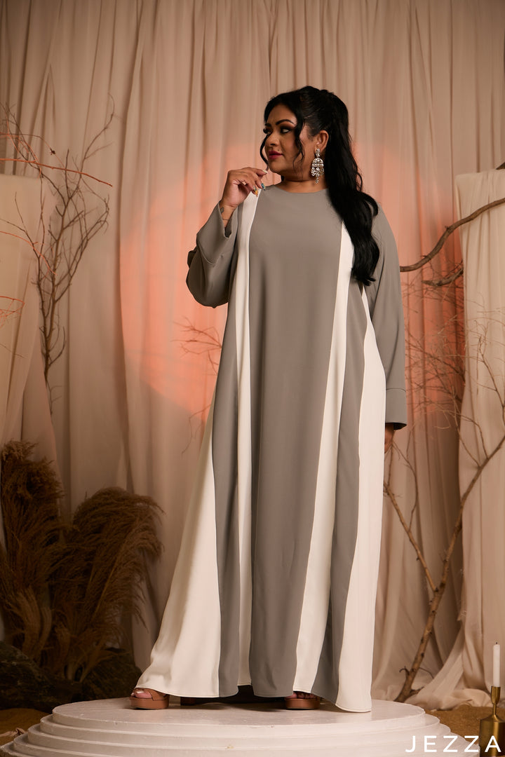 Botanical Grace: Sage Green & Off White Dress 76973