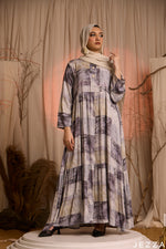 Load image into Gallery viewer, Marble Patch: Mandarin Collar Maxi Dress 81682