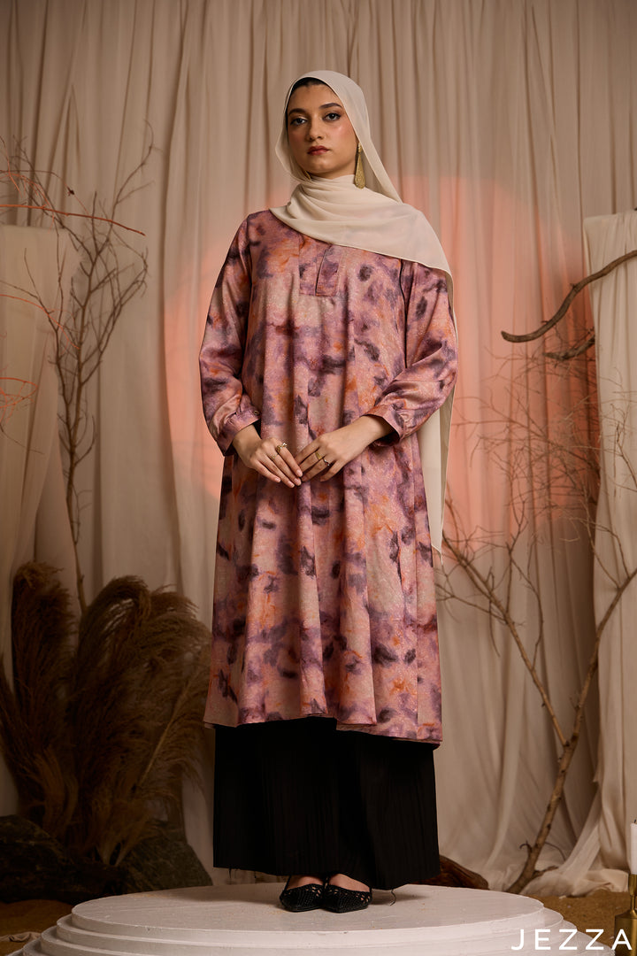 Watercolor Drift: Jacquard Knee Length Top 83661