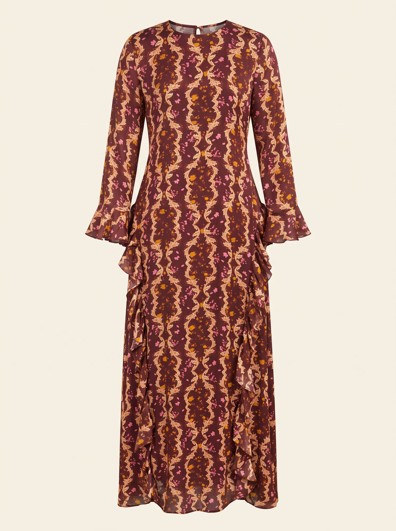 Abstract Floral Long Dress 88431
