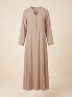 Load image into Gallery viewer, Cotton Caftan Neck A-Line Maxi Dress 82752