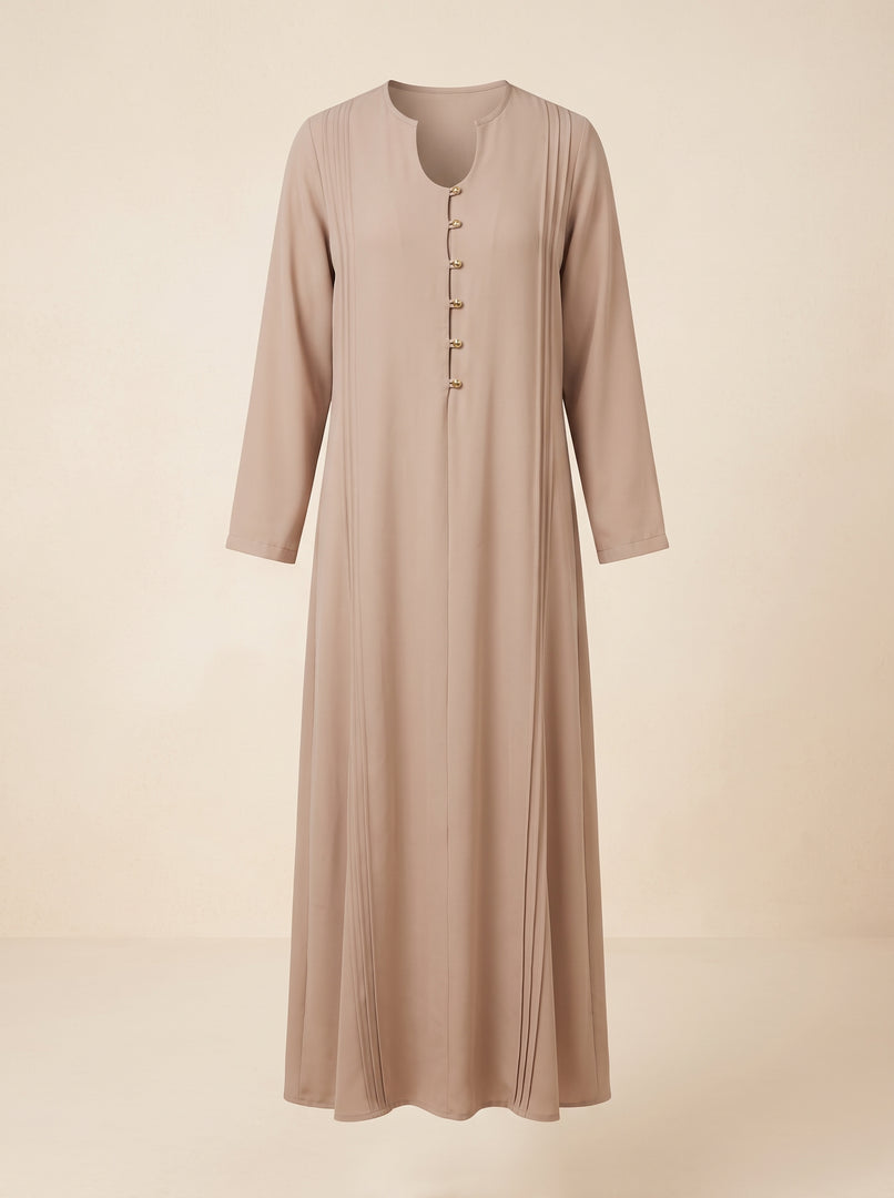 Cotton Caftan Neck A-Line Maxi Dress 82752