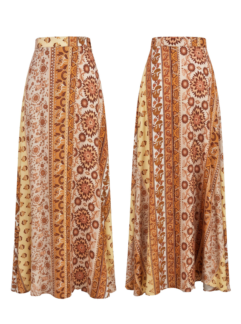 Abstract Print Cotton Skirt 86221