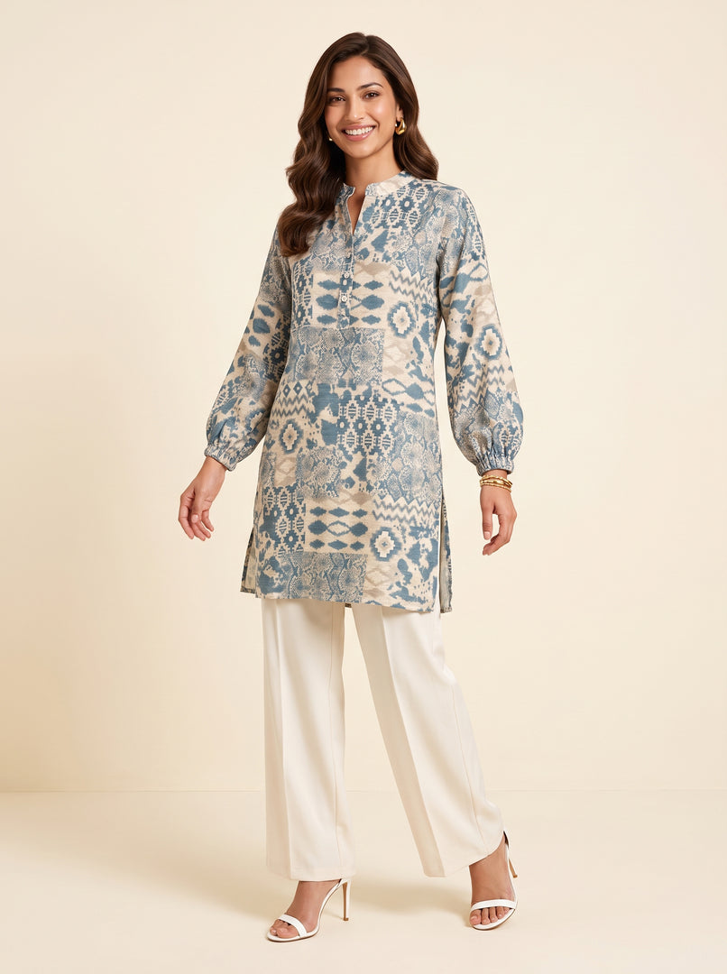 A geometric Aztec Print Above Knee Top 92631