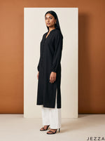 Load image into Gallery viewer, Urban Texture: Black Textured Polyester Hoodie Top 82181