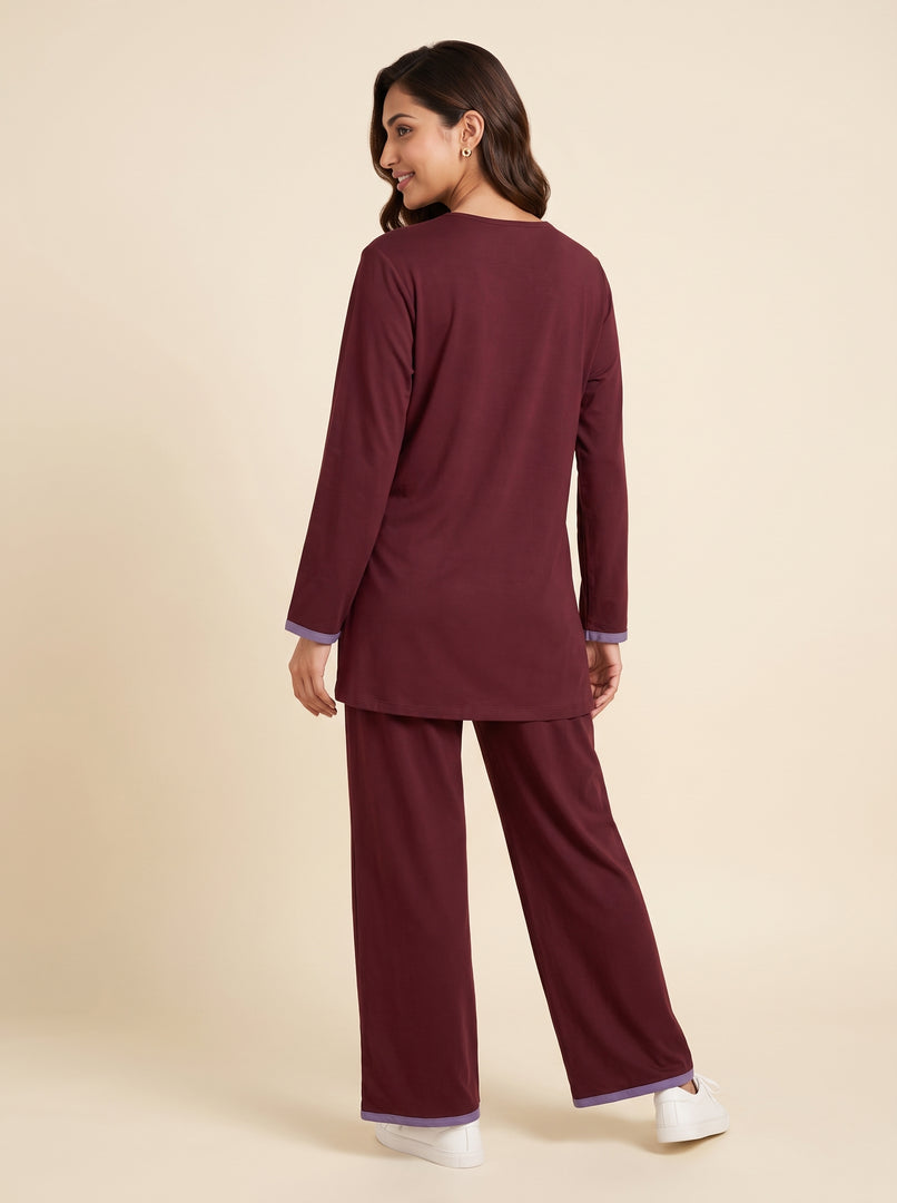 Dark Maroon Draped Co-ord Set 90021/90031