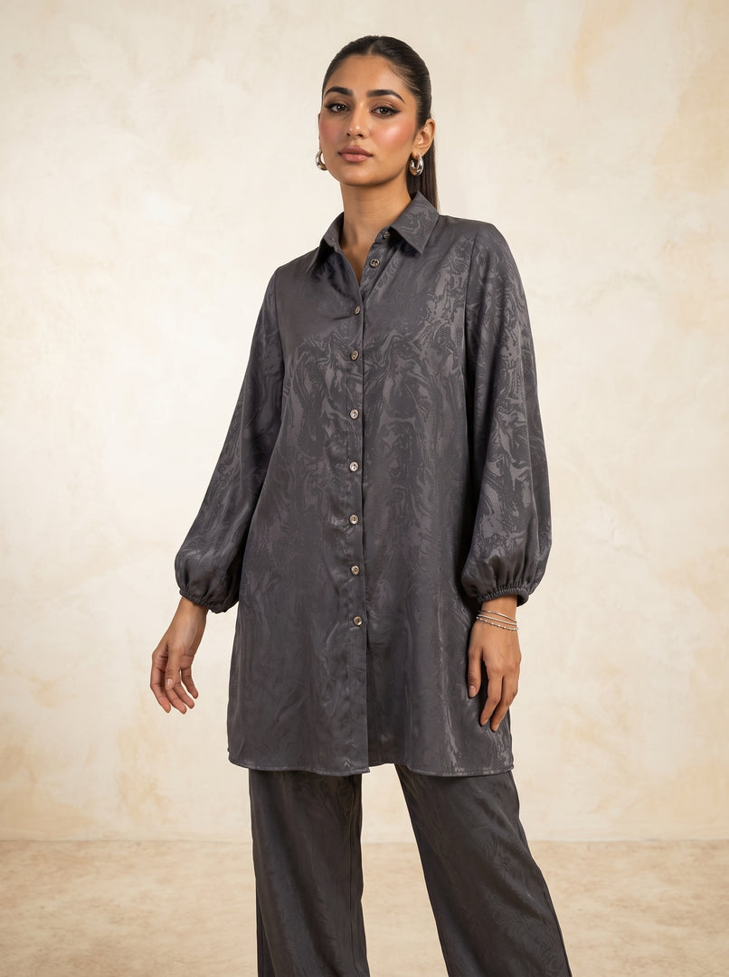 Grey Harmony: Jacquard Top & Pant Set 92141/92151