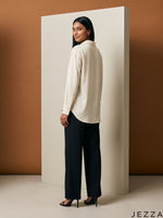 Load image into Gallery viewer, Ivory Ease: Relaxed Poly Cotton Below Hip Top 90361