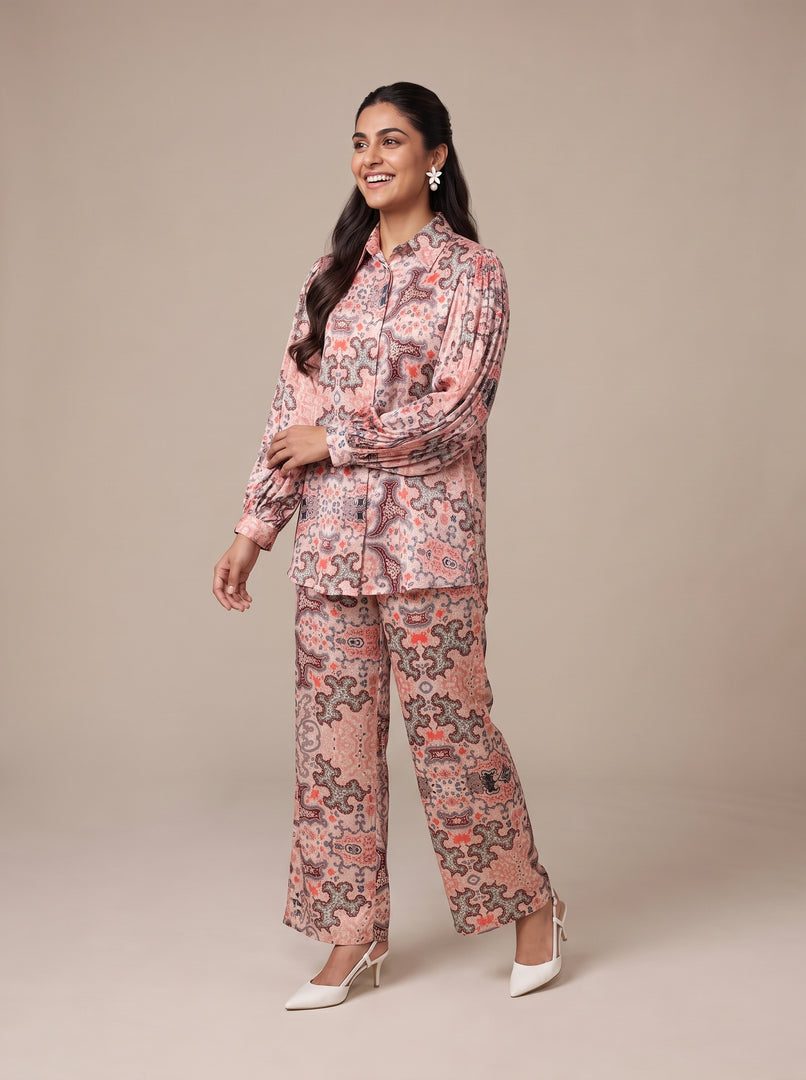 Abstract Print Long Sleeve Top & Pant Set 89992/91812